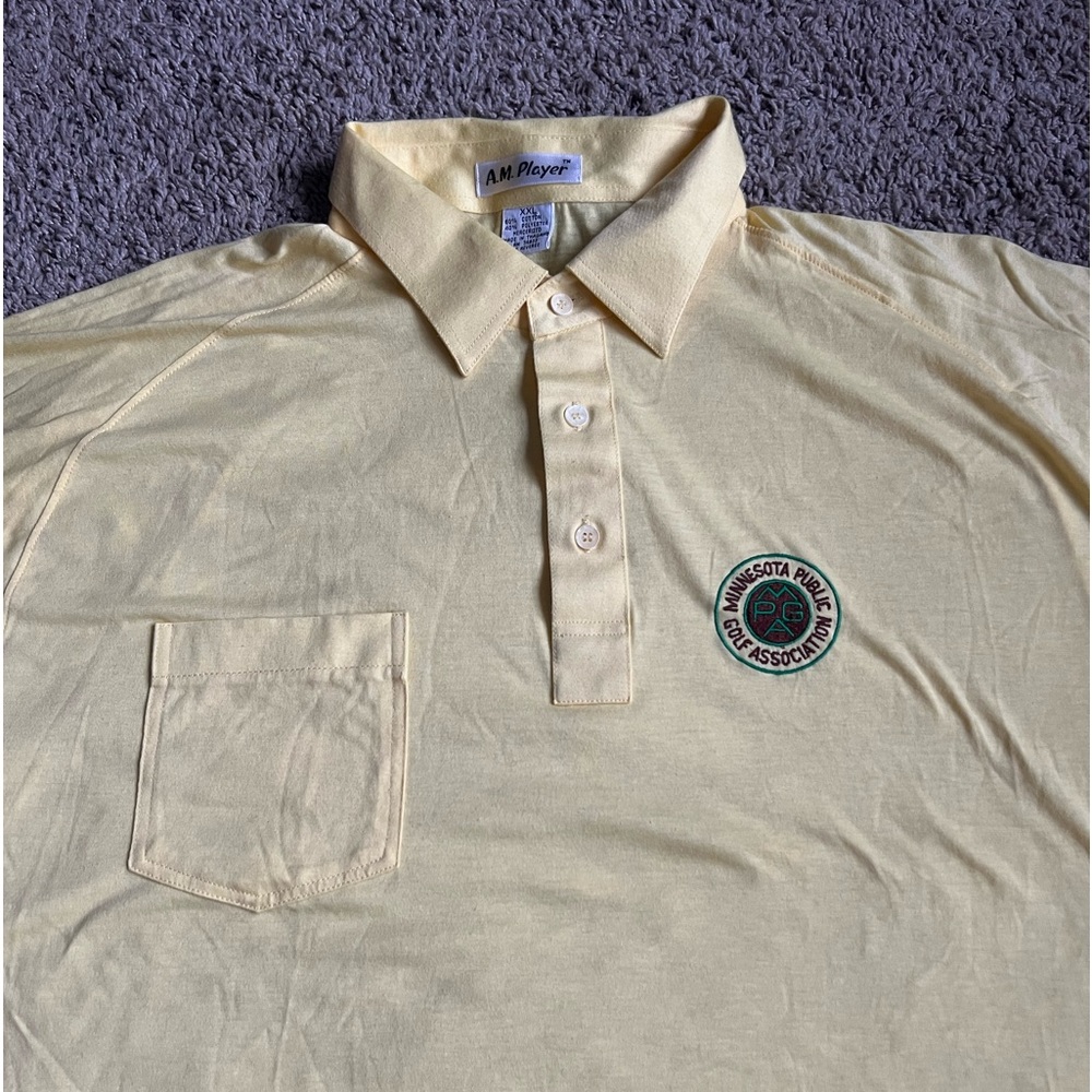 Vintage A.M. Player Golf Polo Shirt Minnesota Public Golf Association XXL Yellow